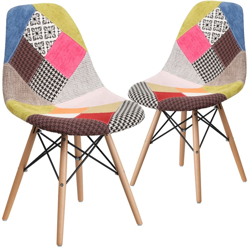 2 Pack Elon Series Fabric Chair with Wooden Legs