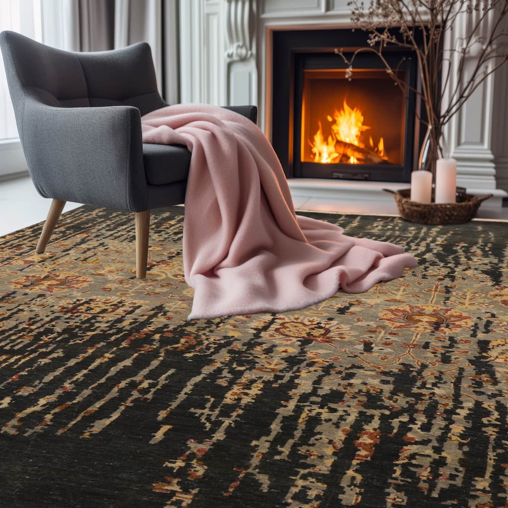 Premium Quality Peach Hand Knotted Traditional Oushak Wool Area Rug - 6' x 8' 8''