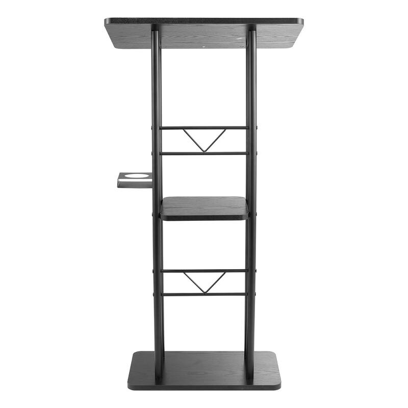 Podium Stand 47 in Curved Metal Lectern Storage Shelf Classroom Wedding Speech