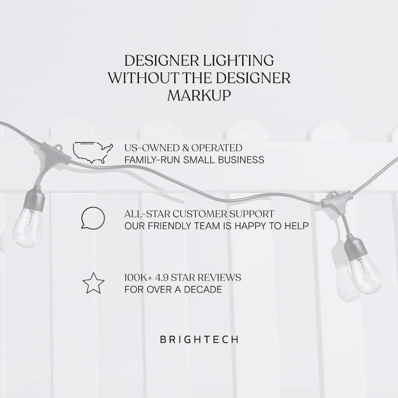 Brightech Ambience Pro 15-Light 48 ft. Outdoor Plug-in 2W 3000k LED S14 Hanging Edison Spiral Filament Bulb String -Light