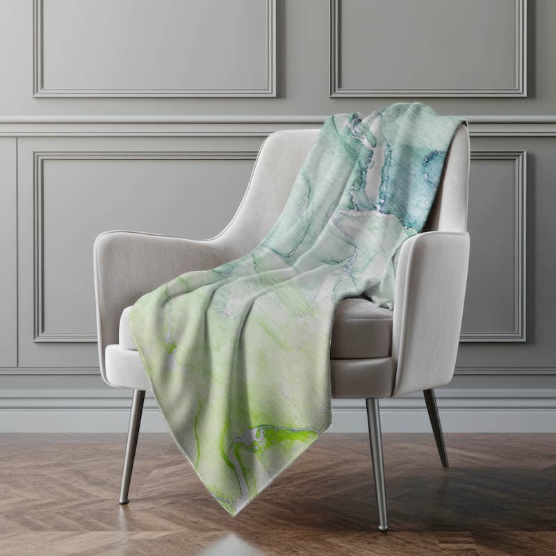 Premium Machine Washable Modern Abstract Sherpa Throw Blanket - Green - 4'2" x 5'10"
