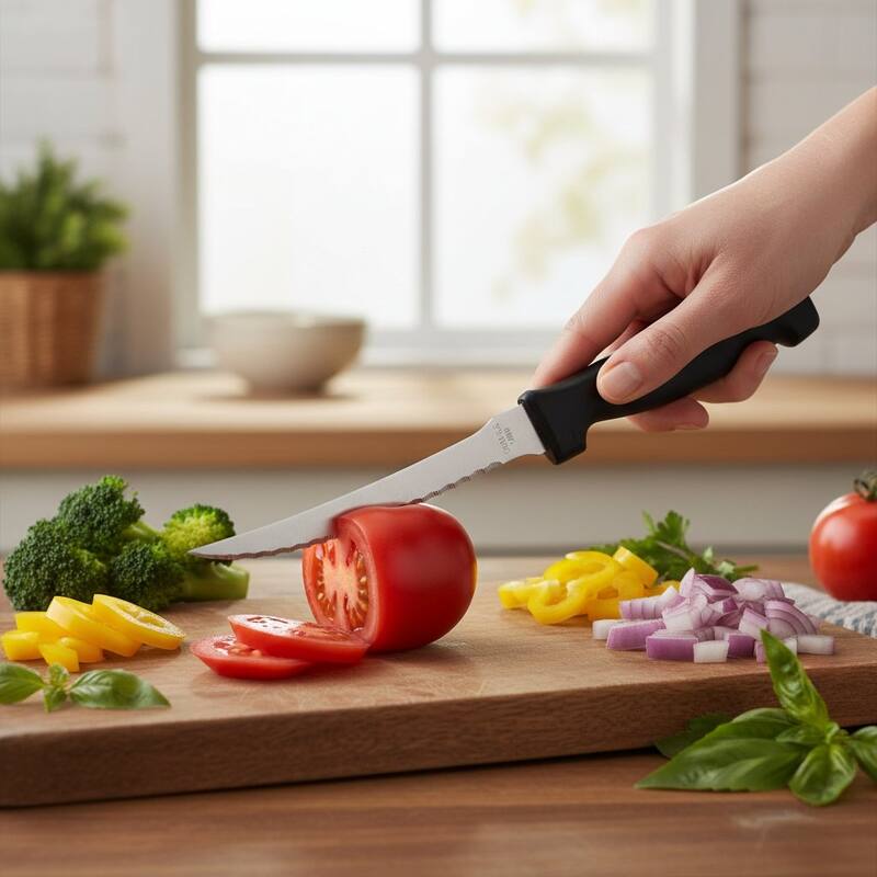 Chef Craft 2pc Stainless Steel Blade Vegetable Knife Set - Great for Precise Cutting of Tomatoes, Cucumbers and more