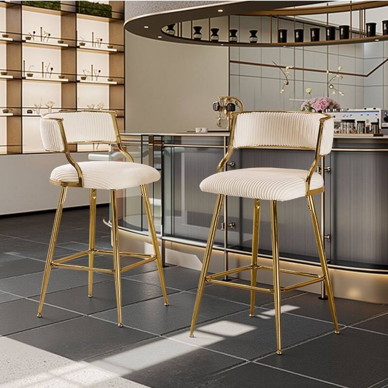 Thick Padded Cushion Metal Legs Modern Bar Stool