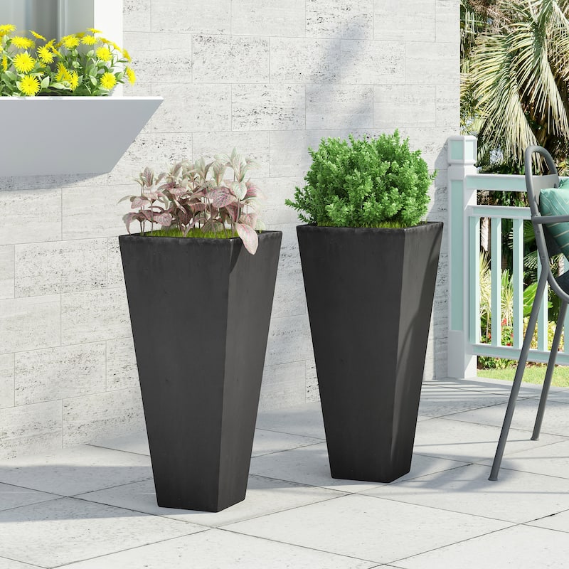 Ella Outdoor Cast Stone Outdoor Planters by Christopher Knight Home