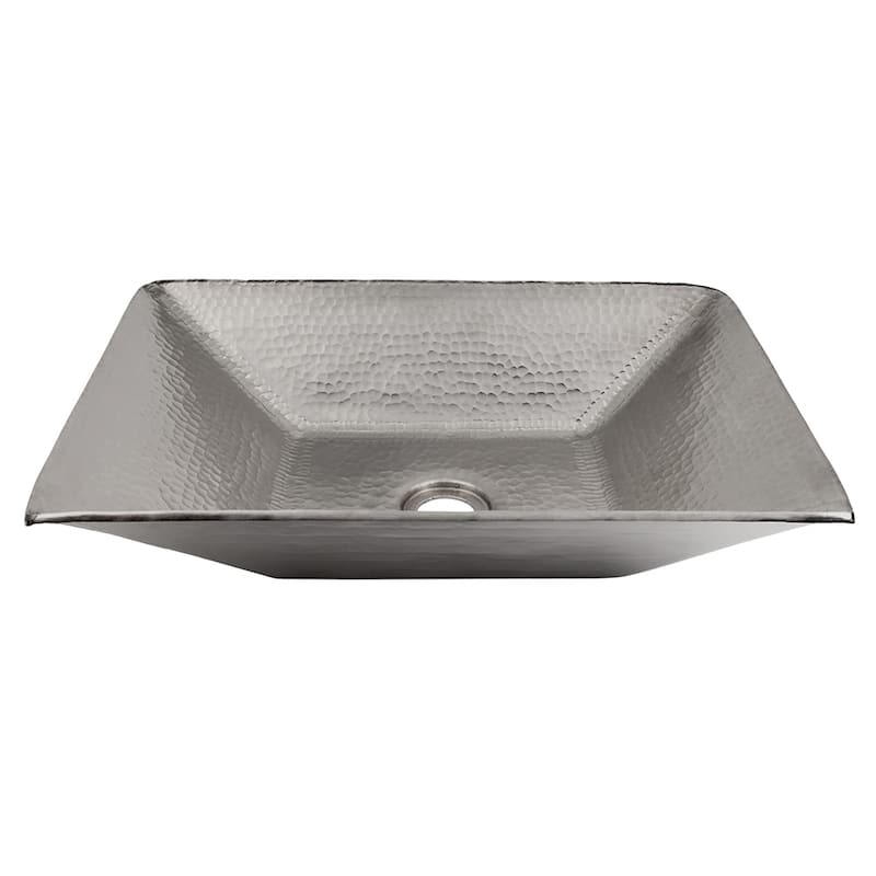 17-in Modern Rectangle Hand Forged Old World Copper Vessel Sink in Nickel (PVMRECEN)