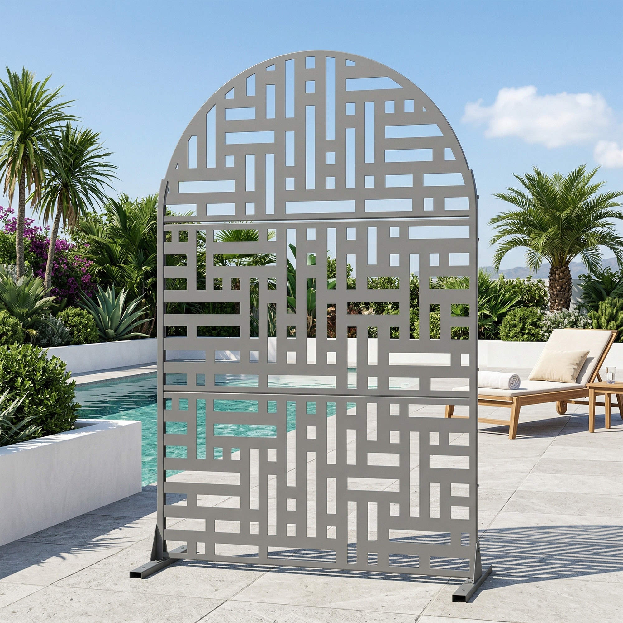 Outdoor Freestanding Metal Privacy Screen Decorative Partition Panel for Patio Garden Balcony