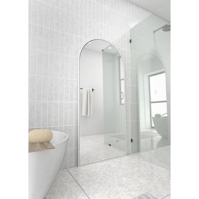 Glass Warehouse Large Arch Shape Stainless Steel Framed Mirror