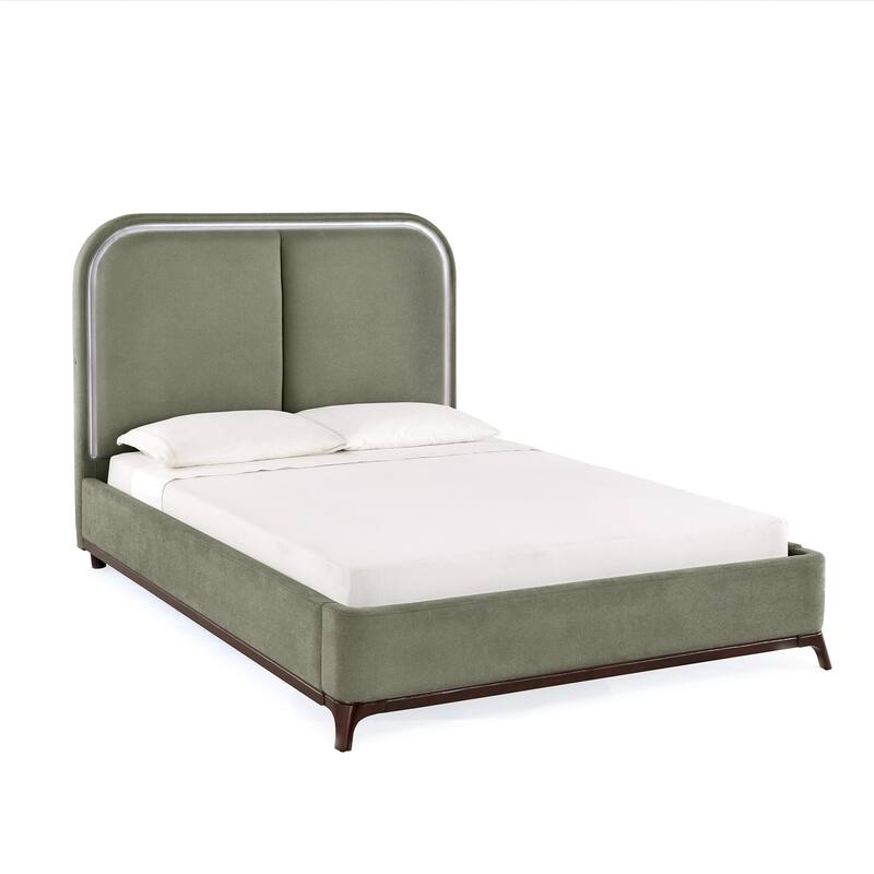 Tremont Curved LED Upholstered Platform Bed with Under-Bed Lighting by iNSPIRE Q Modern