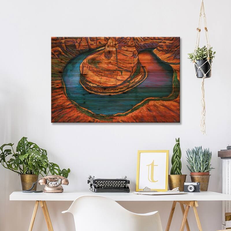 Horseshoe Bend Sunset Print On Wood by Johnathan Harris - Multi-Color