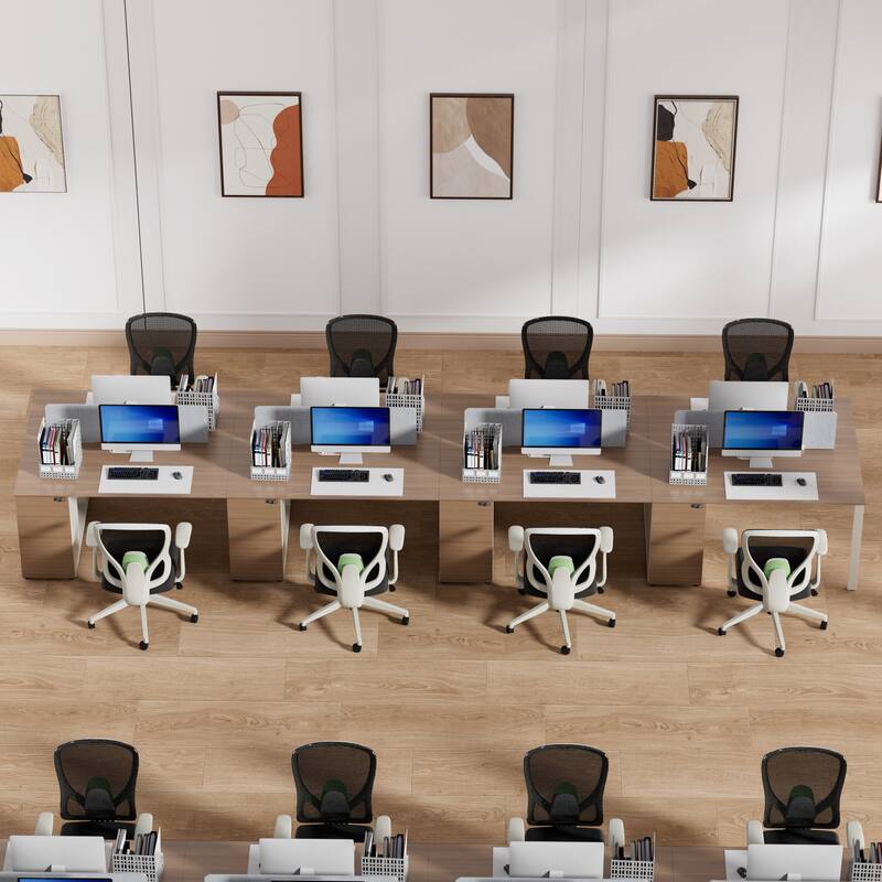 8 Person Attachable Workstation Desks with Chairs Combination