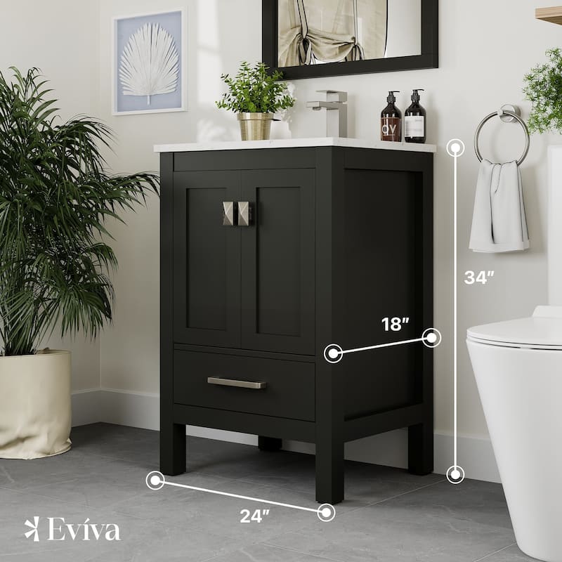 London 24"W Bath Vanity with Carrara Quartz Top & Undermount Sink