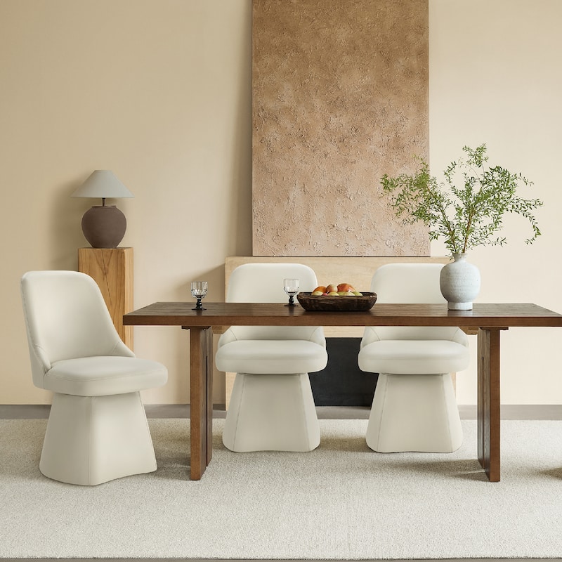 Anna Upholstered Swivel Armless Dining Chair for Kitchen Living Room