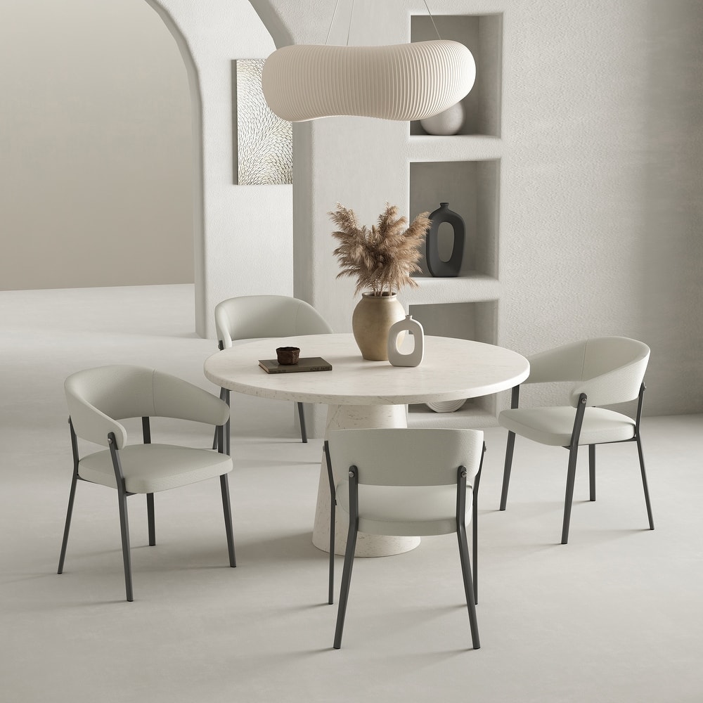 Manhattan Comfort Belle Stone Grey Textured Leatherette Dining Chair