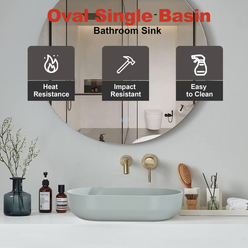 24" Modern Oval Above Bathroom Vessel Sink