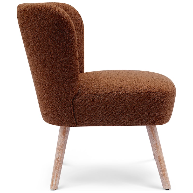 Boucle Polyester Upholstered Armless Accent Chair - Stain Resistant (Set of 2)