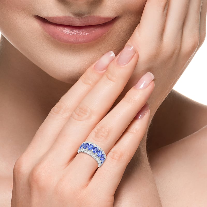 EFFY 14K Gold Diamond White Sapphire Tanzanite Ring