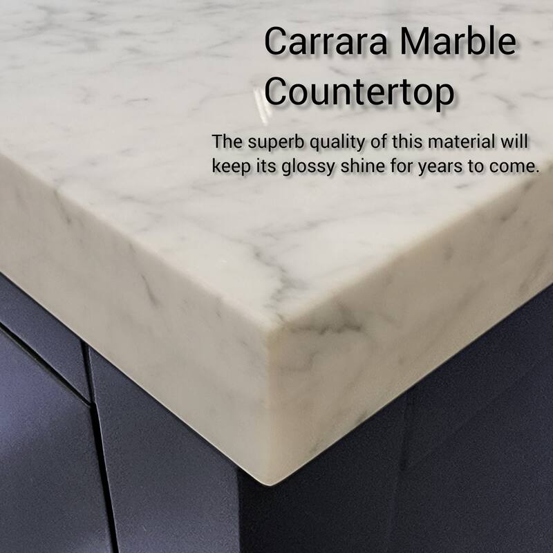 Castor Bath Vanity with Carrara Marble Top, Sink and Faucet