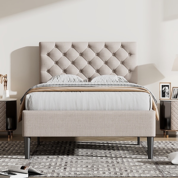 Tufted twin bed frame sale