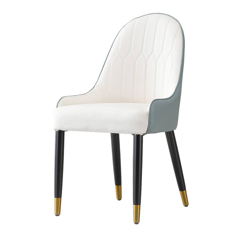 PU-Leather Chairs with Metal Legs & Backrest,Set of 2