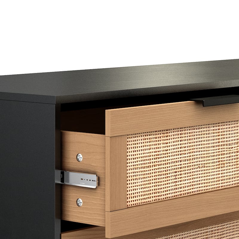 6-drawer Double Dresser with Metal Handle, Storage Cabinet for Bedroom, Living Room
