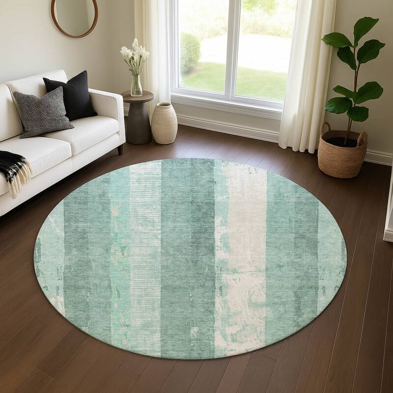 Premium Washable Super Soft Modern Stripe Mayfield Rug - Seafoam - 8' x 8'