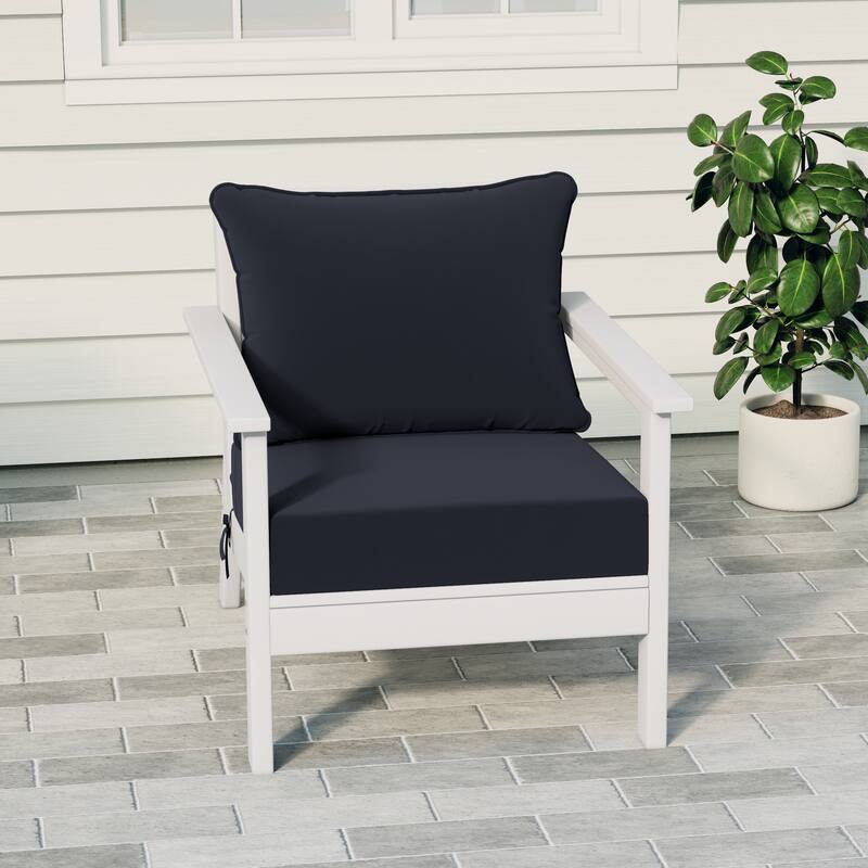 Birchwood All Weather HDPE Outdoor Patio Deep Seating White Club Chair With Cushions (1-Piece)