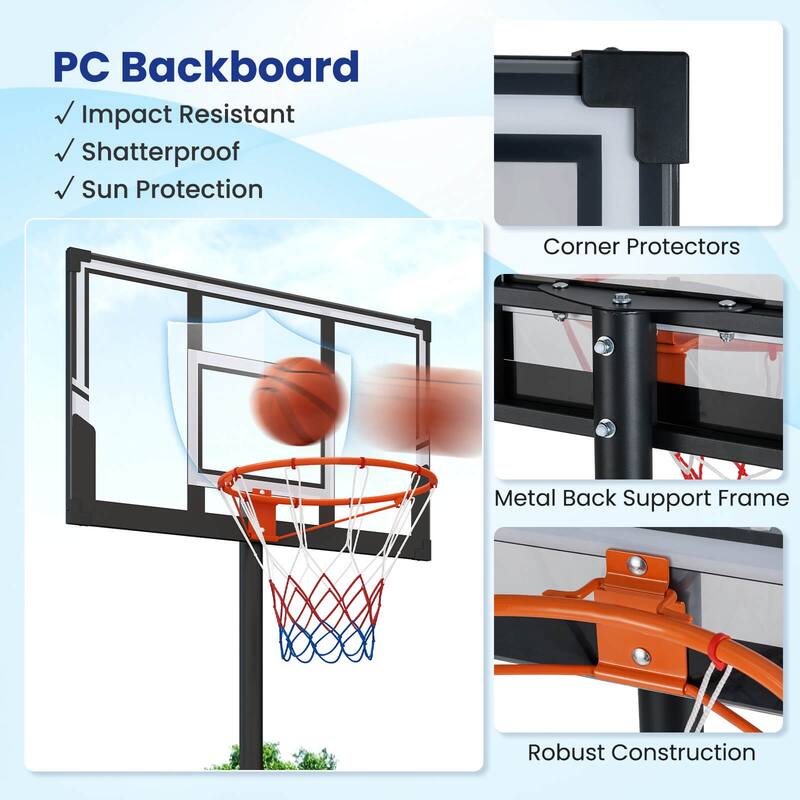 Goplus 3.3-10 FT Portable Basketball Hoop Outdoor with Shatterproof - See Details
