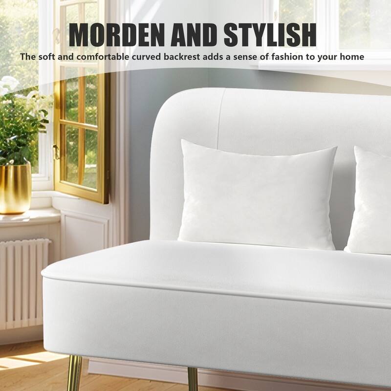 Velvet Upholstered Metal Legs Loveseat