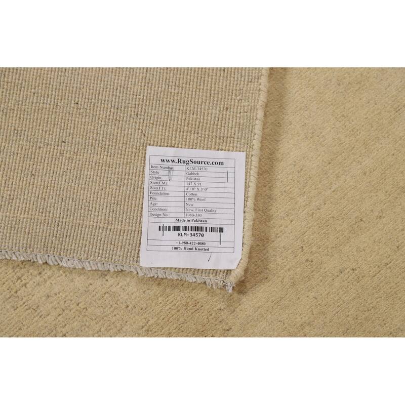 Modern Gabbeh Oriental Foyer Rug Handmade Solid Wool Carpet - 3'0"x 4'10"