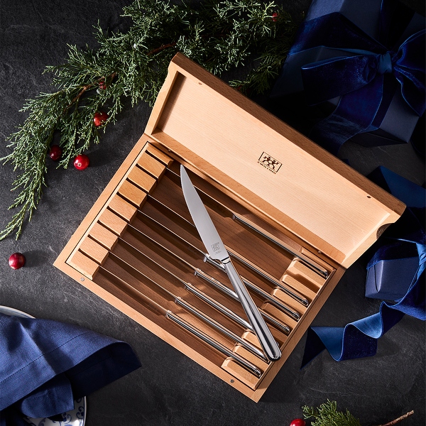 ZWILLING Contemporary 8pc Steak Knife Set, Oval handle Stainless