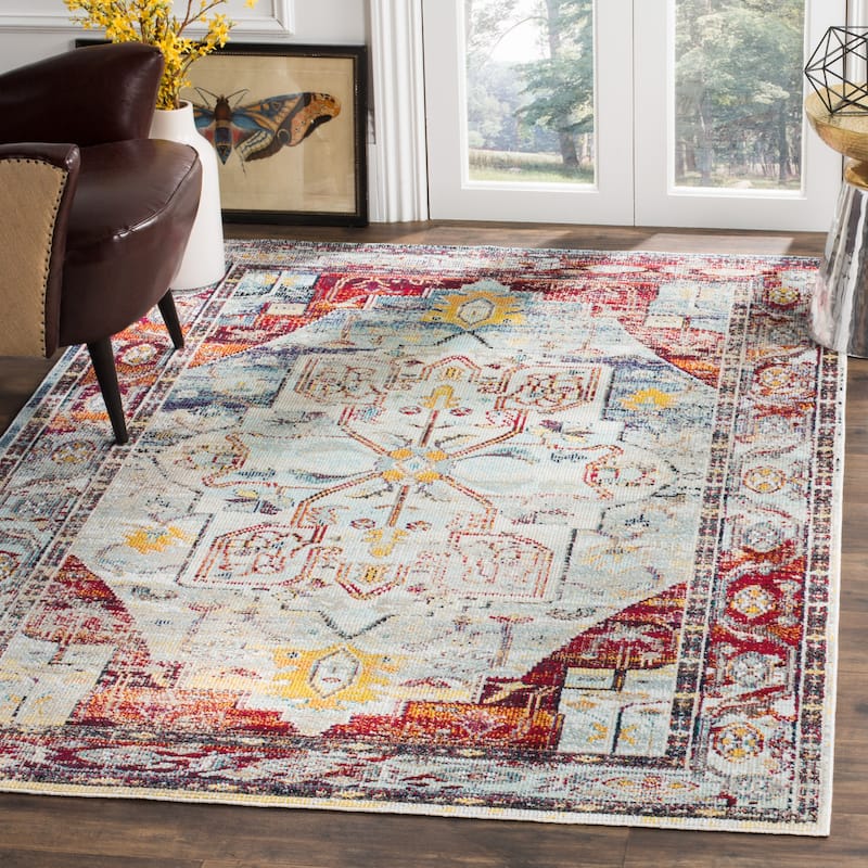 SAFAVIEH Crystal Marsilia Vintage Boho Oriental Rug - 6'7" x 9'2" - Light Blue/Red