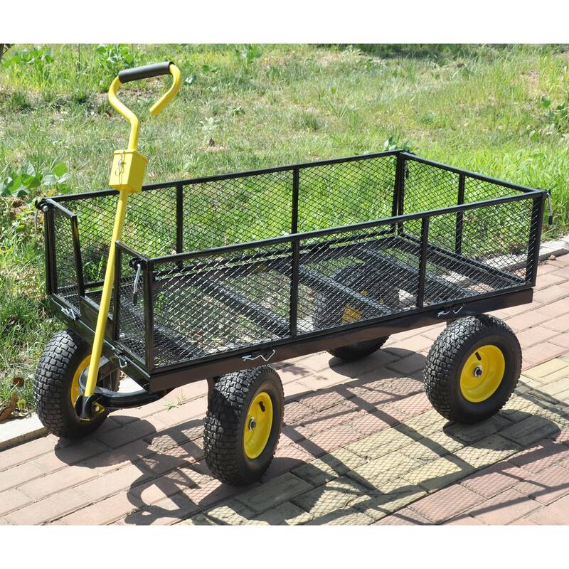 Anmytek Heavy Duty Steel Mesh Utility Wagon with Removable Sides 880 lbs Capacity Garden Cart