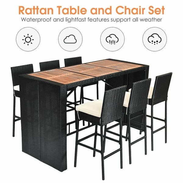 Shop Costway 7 Pcs Patio Rattan Wicker Bar Dining Furniture Set