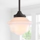 preview thumbnail 13 of 66, Cleo Adjustable Drop Metal/Glass LED Pendant, by JONATHAN Y 7.25" - Oil Rubbed Bronze