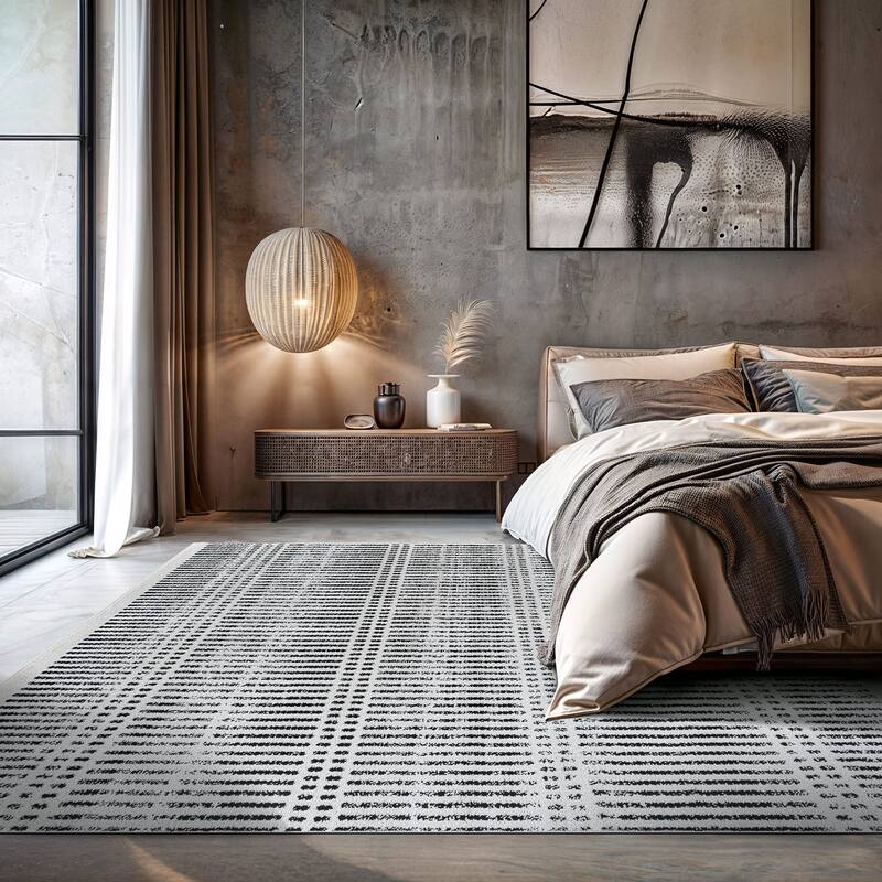 Contemporary Minimalistic Stripe LInes Area Rug