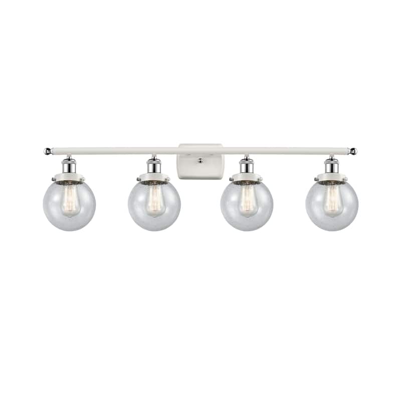 Innovations Lighting Ballston Urban Beacon - 4 Light 36" Bath Vanity Light - Seedy/White and Polished Chrome Finish
