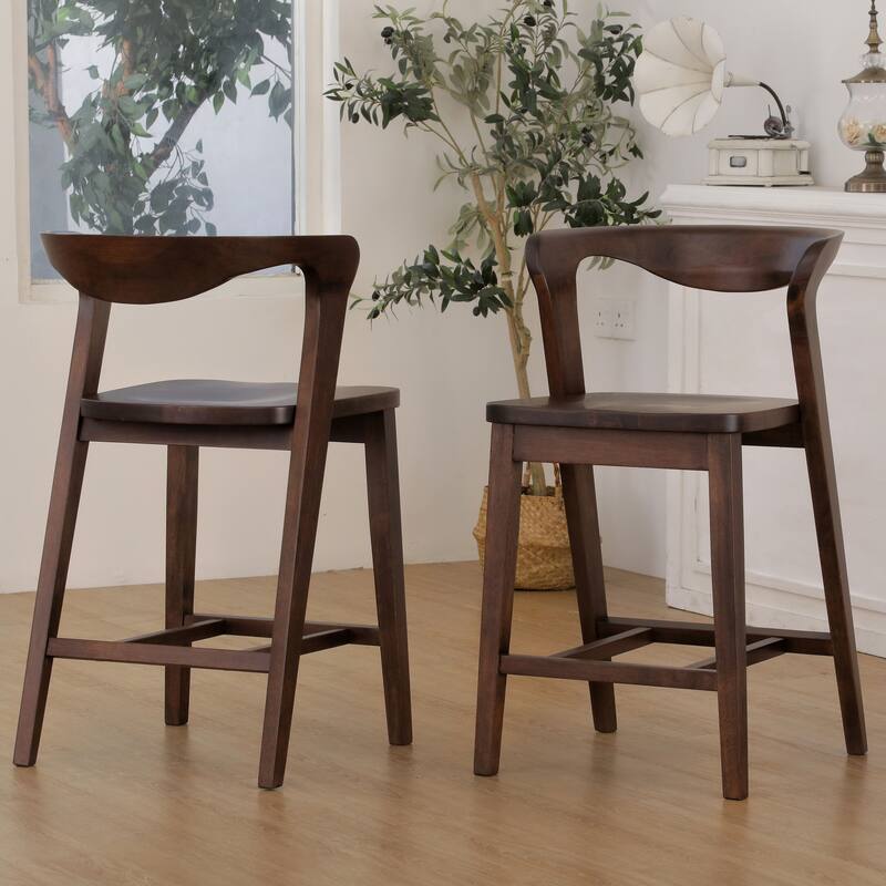 Furniture of America Abigail III Mid-Century Modern 5-Piece Walnut 53-inch 2-Leaf Extendable Counter Height Dining Set