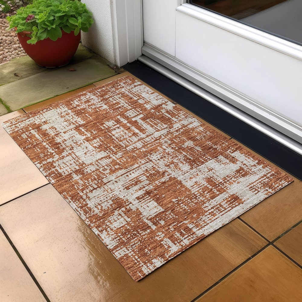 Machine Washable Indoor/ Outdoor Chantille Solid Abstract Rug