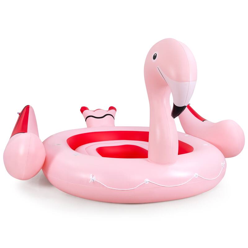 6 People Inflatable Flamingo Floating Island Ideal for Pool, Lake & - See Details
