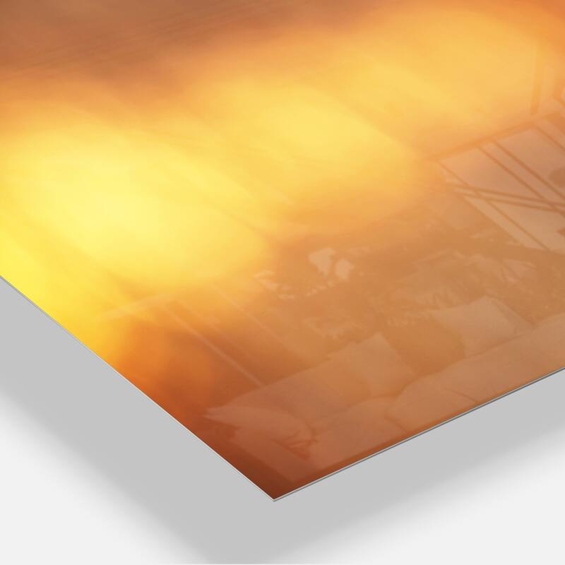 Designart 'Abstract Yellow Sunset Reflection' Landscape Metal Wall Art