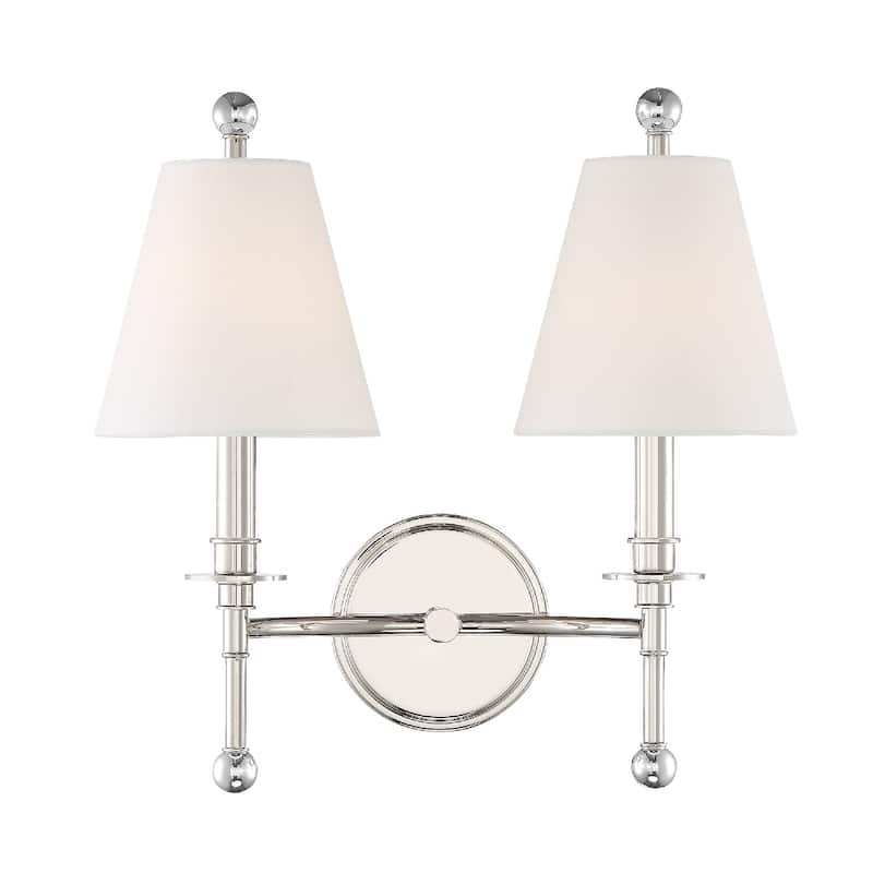 Riverdale 2 Light Polished Nickel Wall Mount - 15'' W x 14.5'' H x 7'' D