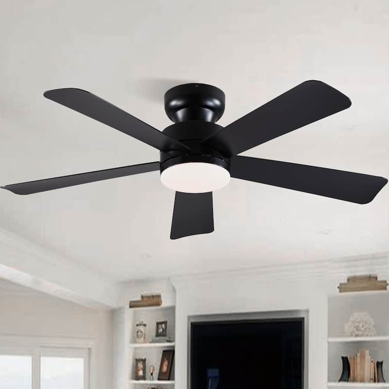41 and 46 Inches Ceiling Fan with Light RGB Light OPtional for Living Room Bedroom Bathroom - 46 Inches - Black