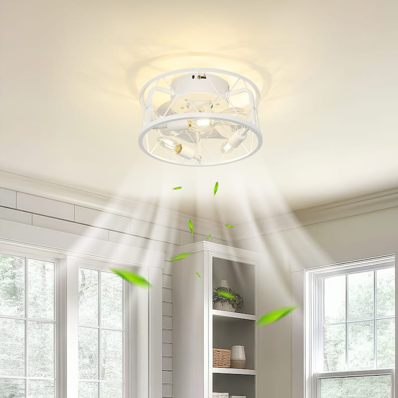 12 Inch Farmhouse Caged Ceiling Fan with Remote Control - 12 Inches