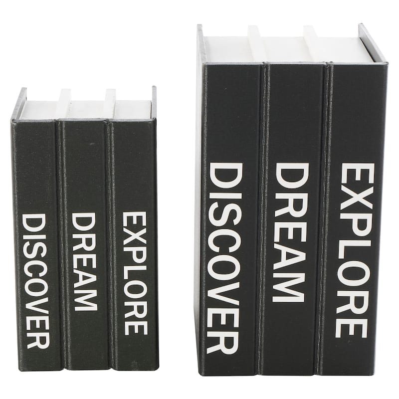 Black or White Canvas Box with White or Gold Explore, Dream, Discover Text (Set of 2)