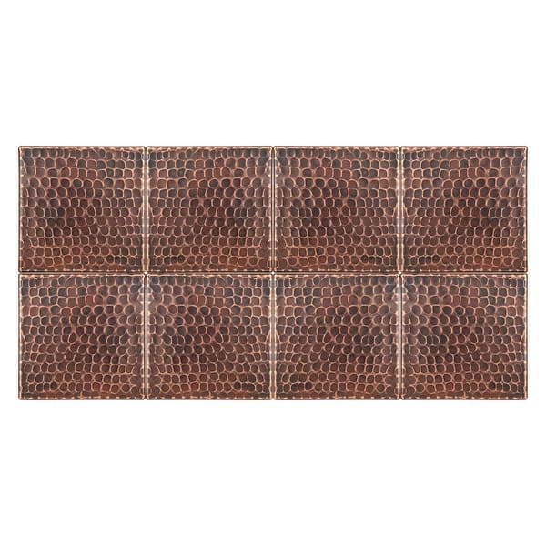 slide 2 of 6, 4" x 4" Hammered Copper Tile - Quantity 8 (T4DBH_PKG8)