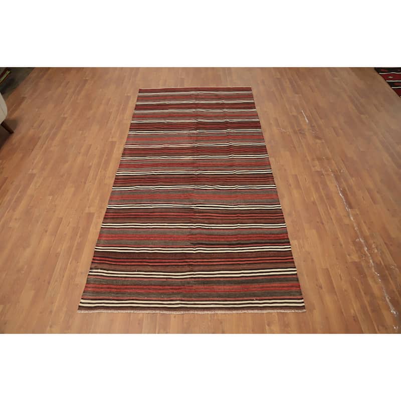 Hand Woven Oriental 100% Wool Carpet Southwestern Geometric Multi-Colored Kilim Area Rug - 10' 0'' X 4' 9''