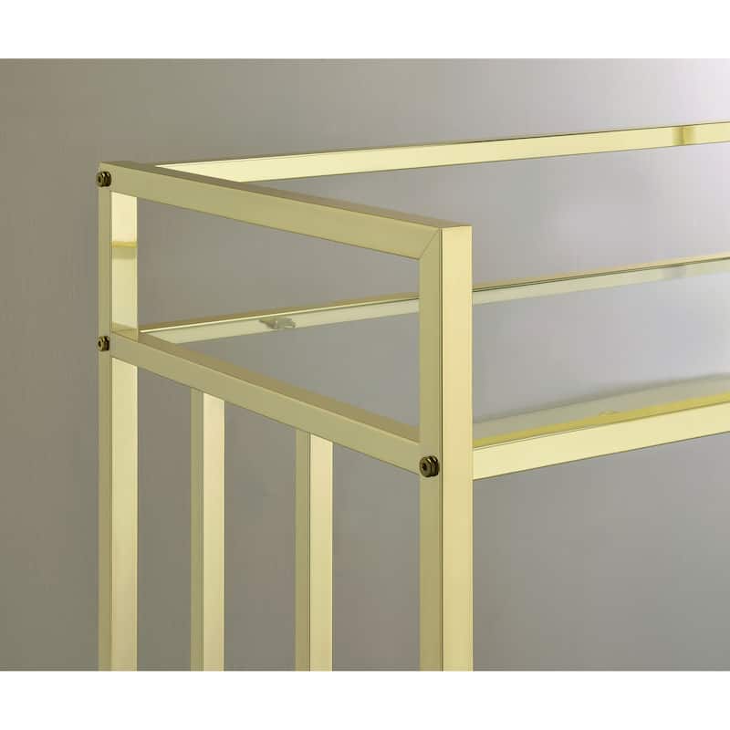 Cara 2-tier Rectangular Glass Shelf Metal Bar Cart