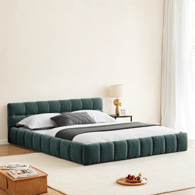 Queen Size Upholstered Bed Frame with Thick Fabric,Platform Bed