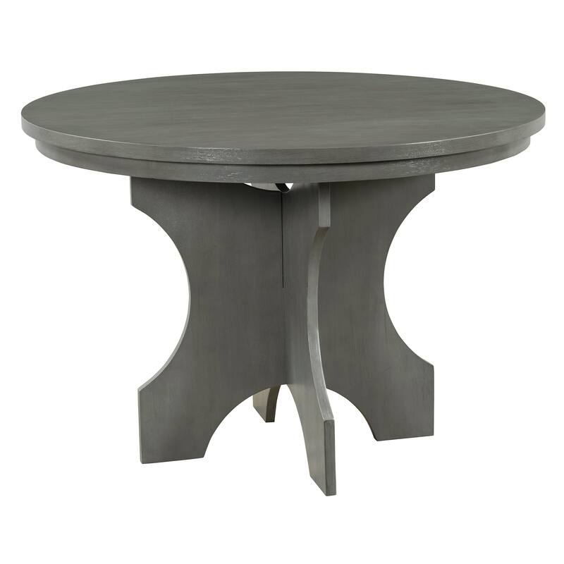 5-Piece Rustic Dining Set with Round Table, 3 Chairs & Bench