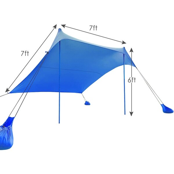 Gymax 7x7 FT Portable Beach Canopy Tent Shelter w Sand Anchor